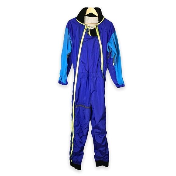 Vintage WILD THINGS Ski Snow Suit in Blue and Neon Yellow - Picture 15 of 15